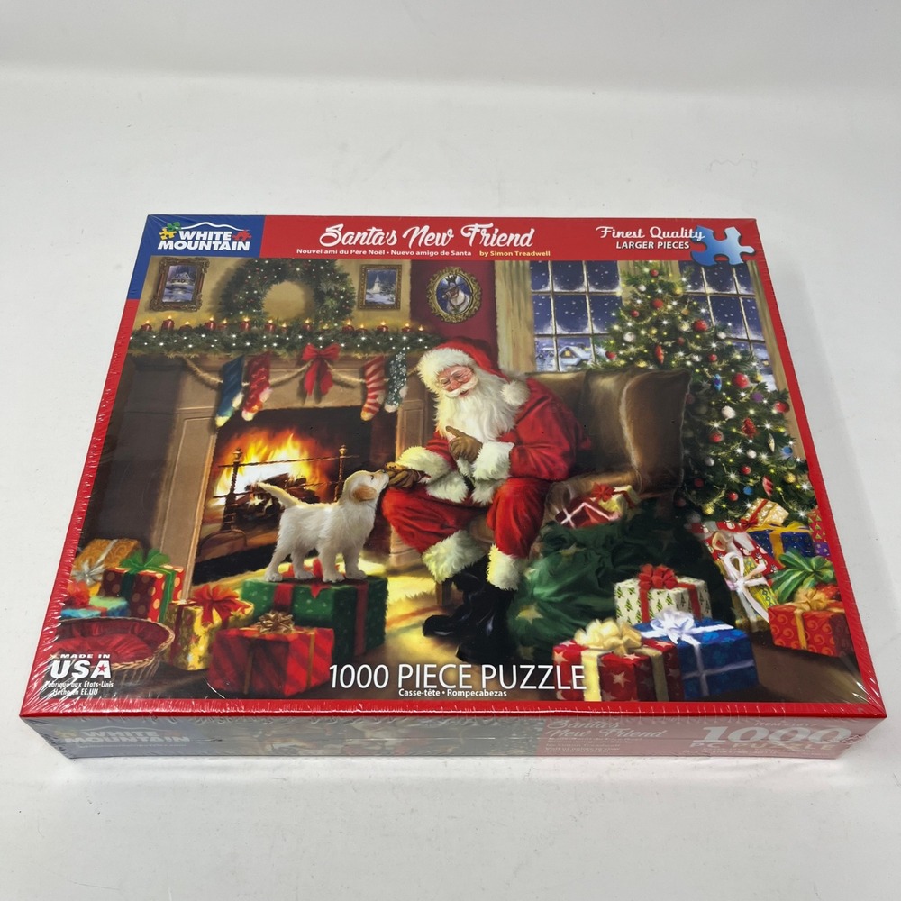 White Mountain Santa's New Friend 1000 Piece Jigsaw Puzzle Simon Treadwell 1617